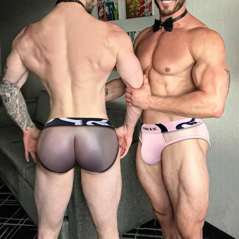 Men’s Mesh Bikini Briefs with Snake-Print Waistband – OR6491