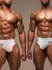 Sheer Nylon Men’s Thong Briefs – Lace Back AD771